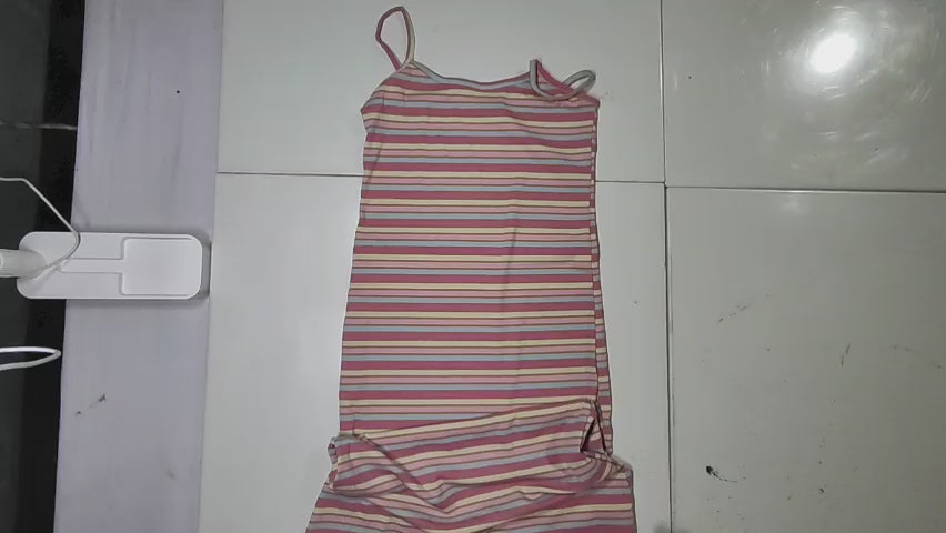 [715]GS  Women's Summer Colorful Stripe Knit Strapless Bodycon Dress, French Style, Slimming, Trendy Short Dress