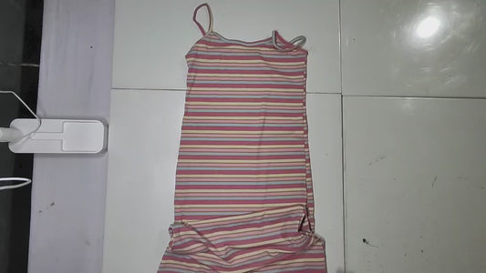 [715]GS  Women's Summer Colorful Stripe Knit Strapless Bodycon Dress, French Style, Slimming, Trendy Short Dress