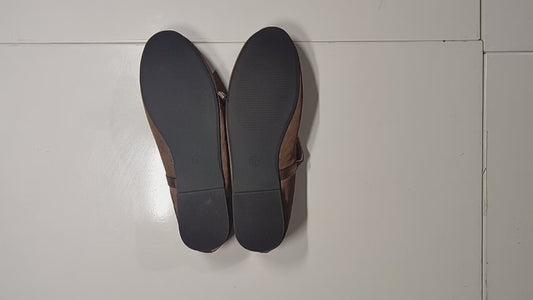 [395]NM Sheep Leather Version - Exquisite Genuine Leather Single Strap Brown Flat Mary Jane Shoes Low-Cut Ballet Flats Women's Pumps