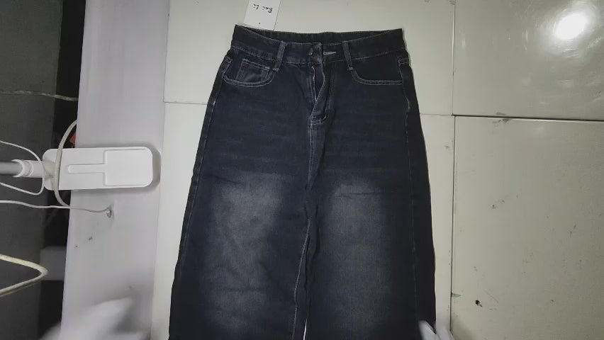 [218]GM  Style Retro Dark Straight Jeans for Women 2025 Spring & Fall New Loose and Versatile Wide-Leg Long Floor-Length Pants for Slimming Look