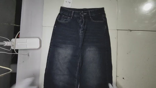 [218]GM  Style Retro Dark Straight Jeans for Women 2025 Spring & Fall New Loose and Versatile Wide-Leg Long Floor-Length Pants for Slimming Look