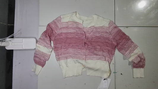 [775]MM Tuntun TUNT Spring and Summer [Light Blush] Fresh Youthful Glow Sweet Gradient Pink Openwork Knit Round V-Neck Cardigan