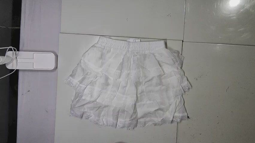 [894]MS White Lace Puff Skirt for Women Summer New Style Plus Size High Waist Hides Hips Slimming A-Line Skirt