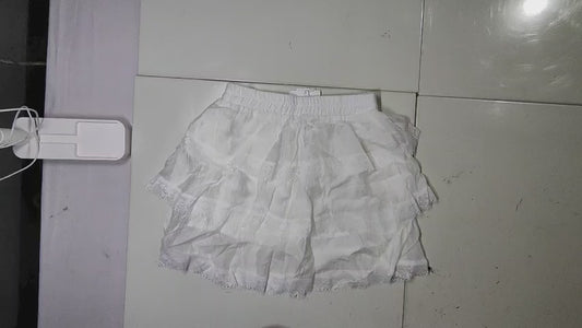 [894]MS White Lace Puff Skirt for Women Summer New Style Plus Size High Waist Hides Hips Slimming A-Line Skirt
