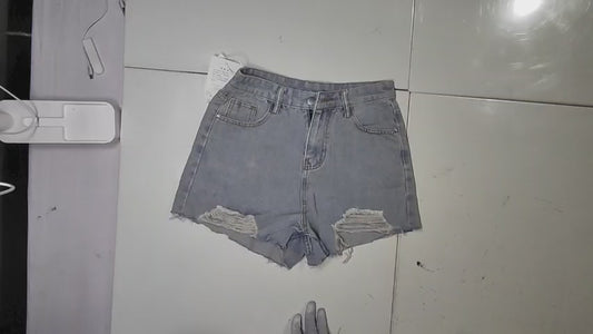 [069]GM  High-waisted Ripped Denim Shorts Women Unique Pattern Summer 2024 New Collection Plus Size Loose Fit Wide-leg A-line Hot Pants Instagram