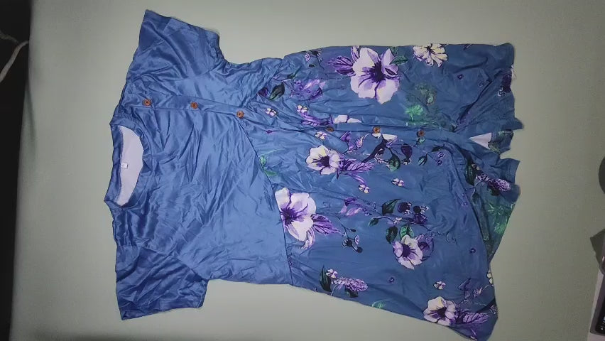 [308]GM  Stylish and Elegant Summer Dress for Middle-aged and Elderly Mothers - Slimming, Plus-size, New Retro Print Short Sleeve A-line Dress