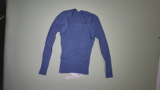 [305]MM Spring French Chic Long Sleeve Square Neck Base Layer Women's Trendy Knit Sweater with Unique Design Short Style