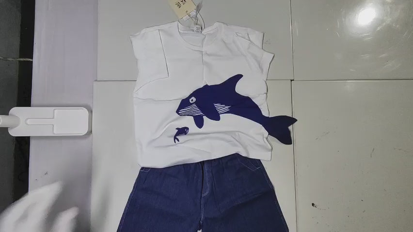 [785]MM  2025 Summer New 100% Cotton T-Shirts Whale Pattern Family Matching Set for Mom, Daughter, and Son / Ocean Theme Family Outfit for 3-4 People