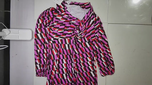 [453]GS  [Same as the blogger's] DV DVF OR25 Spring New Arrival Rose Brown Geometric Slimming Stretchy Knitted Sheath Dress