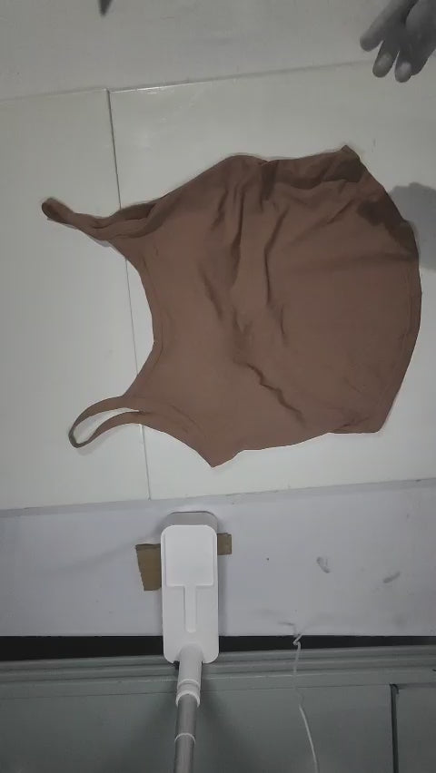 [219]GM    Plus Size Women's Clothing 300 Catties with Built-in Padding Thin Strap Crop Top Summer Open Back Sleeveless Inner Layer Base Top 2