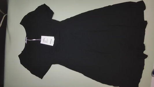 [190]GM    Dushu Plus Size Women's Designer Cut-Out Square Neck Pleated Dress 2025 Summer New Arrival Black Mid-Length Dress