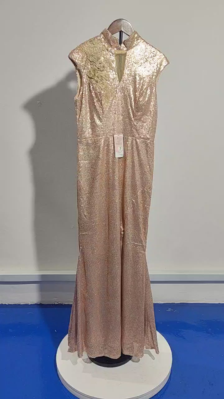 [419]M 2025 New Gold Mermaid Dress Fashionable Lady Hostess Long Slimming Banquet Evening Gown