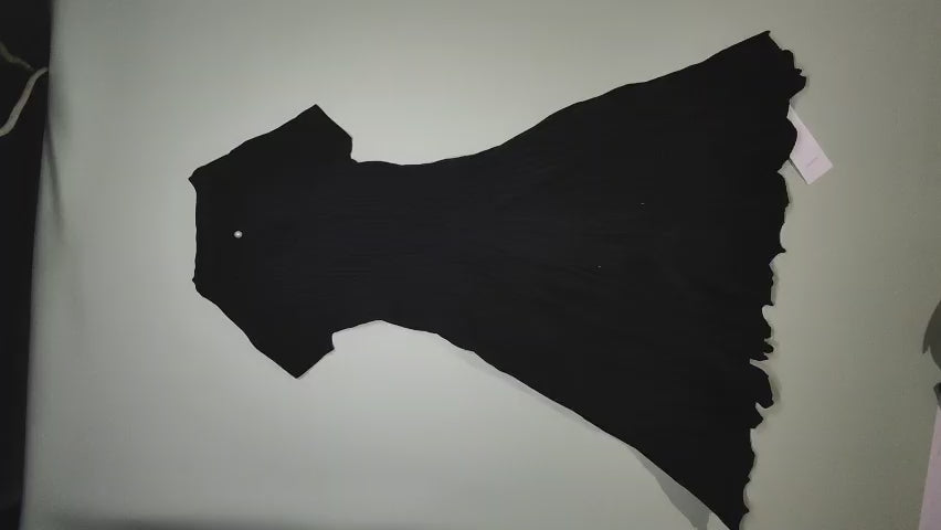 [434]NG Black Knit Dress with Shaped Waist - 2025 New Collection Slimming and Elegant Design