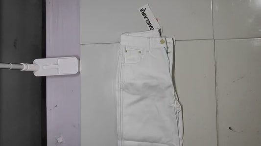[771]MS Women's 99316 Wide-Leg Slimming High-Waist Lightweight White Non-Stretch Floor-Length Jeans
