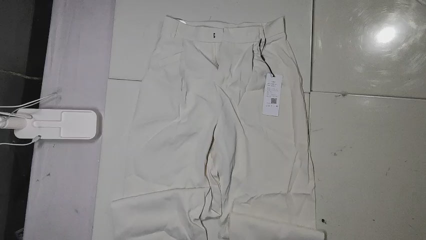 [763]GS Laxibei White Ice Silk Women's Summer 2025 New Collection High-Waisted Drape Slim Fit Floor-Length Pants