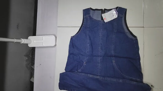 [471]GM    Retro Hong Kong Style Tank Top Denim Dress Women 2025 Summer New Arrival High-end Stylish Patchwork A-line Dress