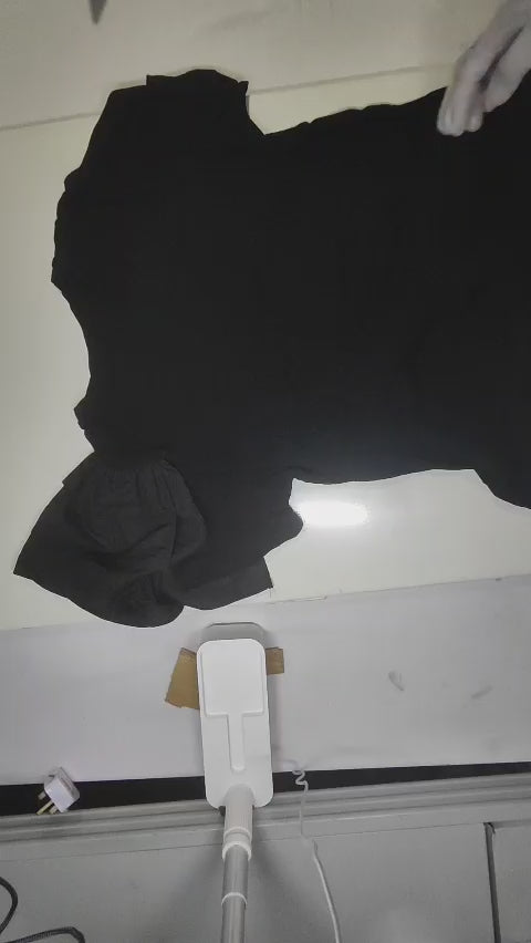 [607]MS Zhique Women's Black Irregularly Pieced Ruffled Short Sleeve T-Shirt, Unique, Stylish, and Super Cool for Summer