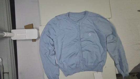[778]NM Veee Autumn Milk Blue Girls' Slimming Gray Embroidery Versatile Short-Length Soft Fluffy Age-Reducing Knit Sweater Cardigan