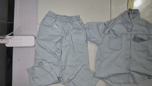 [762]MM  South Korean Kids' Tencel Denim Lightweight Set 2025 New Collection Boys' Summer Short-Sleeve Shirts and Straight-Leg Pants