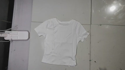 [338]GS Women's Black American Tomboy Style Short Sleeve T-Shirt Summer 2025 Slimming Small Puff Sleeves Short-Length Top