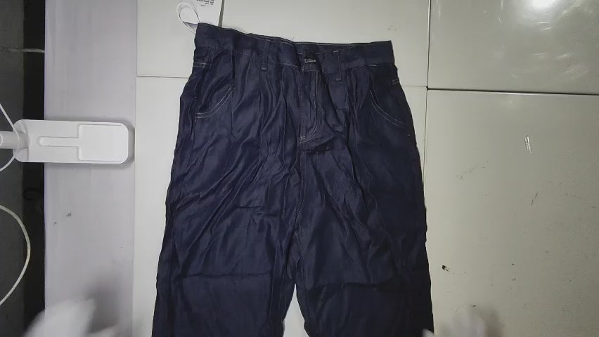 [757]MS Dark Blue Tencel Wide-Leg Jeans Women Summer Thin Style Large Size Plus Size High Waist Hides Hips Pear Shaped Ice Silk Pants