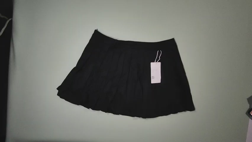 [589]GM  Julu Studio "Trendy Pleats" Plus-Size Women's Classic Black Slimming A-Line Pleated Skirt Plus-Size Short Skirt