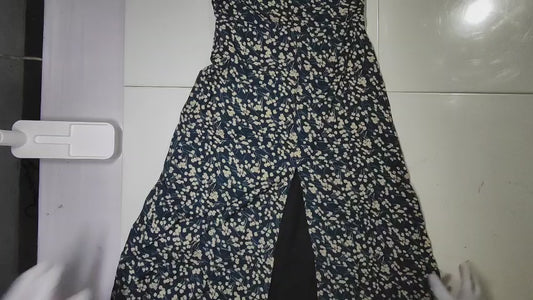 [344]MS French Reformation Tea Dress Exquisite Seaside Beach Long Flowing Vintage Floral Women's Dress