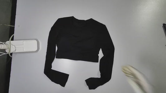 [007]NM Fitness Girl Sexy Backless Yoga Suit with Bra Sports Top Fall/Winter Collection Pilates Training Long-Sleeve Tight