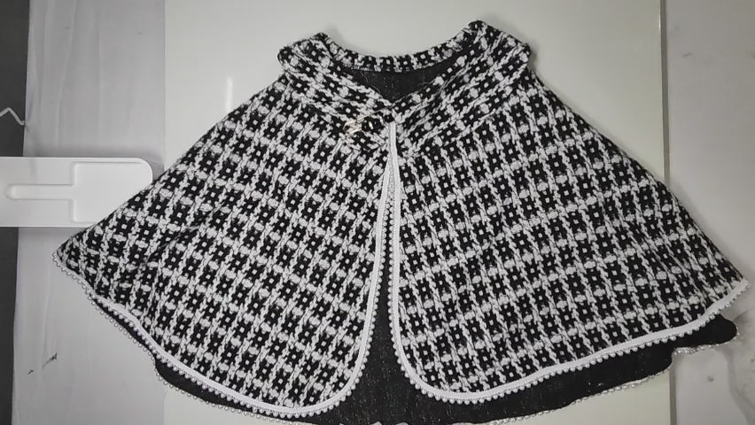 [832]GM    New 2023 Autumn/Winter Retro French Lace Shawl Versatile Doll Collar Cloak Loose Short-Length Thickened Small Jacket