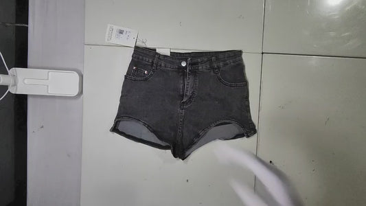 [196]MS 145 Short Girls' Denim Mini Shorts with Designer Look, Height-Enhancing, Hot Pants, Edgy Style, High-Waisted Bodycon, Tight, XS, Summer