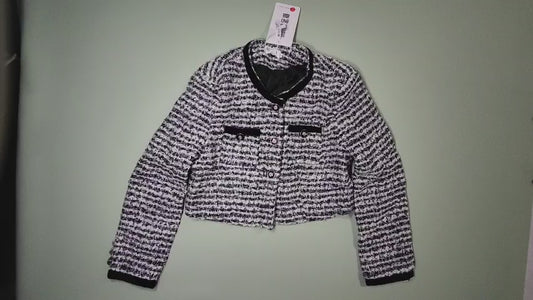 [846]MM  FFmiss¡ôSingle-Breasted Wool Tweed Striped Knit Short Jacket Women's Chanel-Style Petite Stylish Cardigan