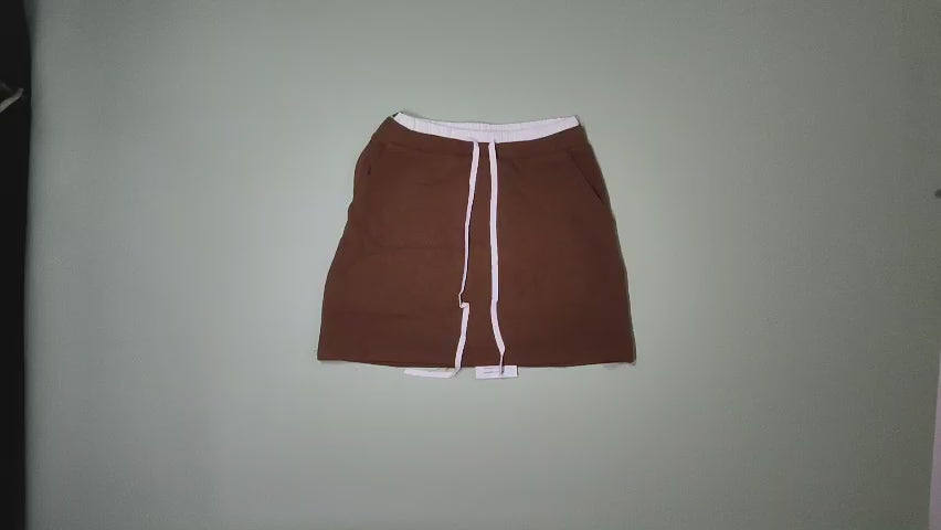 [845]MM  Women's Spring and Autumn High-Waisted A-Line Short Skirt, Sporty Style, Body-Hugging, Pair with Hoodie, Tennis Skirt, Maillard Brown