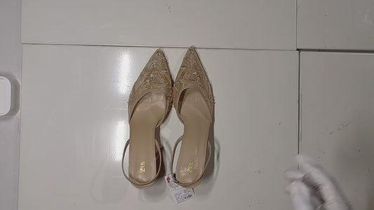 [036]NM ZA24 Fall/Winter New Arrival White Chinese National Style Embroidery Mesh Pointed Toe High Heels Women's Thin Heel Closed Toe Sandals Open Heel