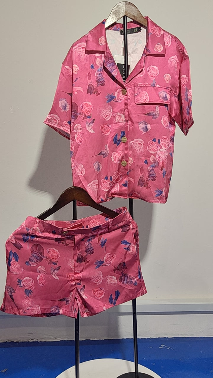 [498]G  ¡¾Promotional Price¡¿Pear-shaped Body Outfit Trendy Stylish Chanel-style Rosy Red Office Top and Shorts Two-piece Set for Women's Summer
