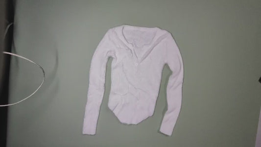 [073]MM  ¡¾Promotional Price¡¿Women's Pure White V-Neck Knitted Mink Fur Base Layer Sweater for Autumn and Winter, High-End Slim-Fit Inner Wear Short-Length Top