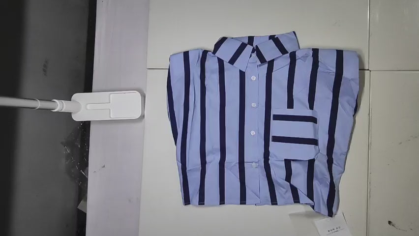 [601]GS   Women's Sleeveless Shirt with French Polo Collar Stripes, International Brand Cut Label End-of-Line Stock