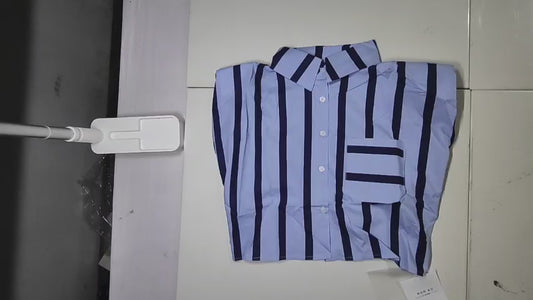 [601]GS   Women's Sleeveless Shirt with French Polo Collar Stripes, International Brand Cut Label End-of-Line Stock