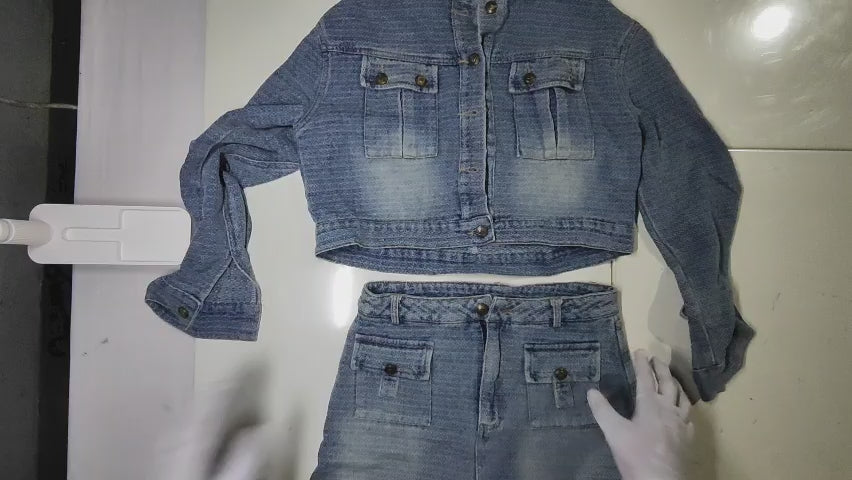 [601]MM  Spring Outfit Women 2025 New Arrival Tea-Style Influencer Trendy Xiangxiang Denim Two-Piece Set Dress