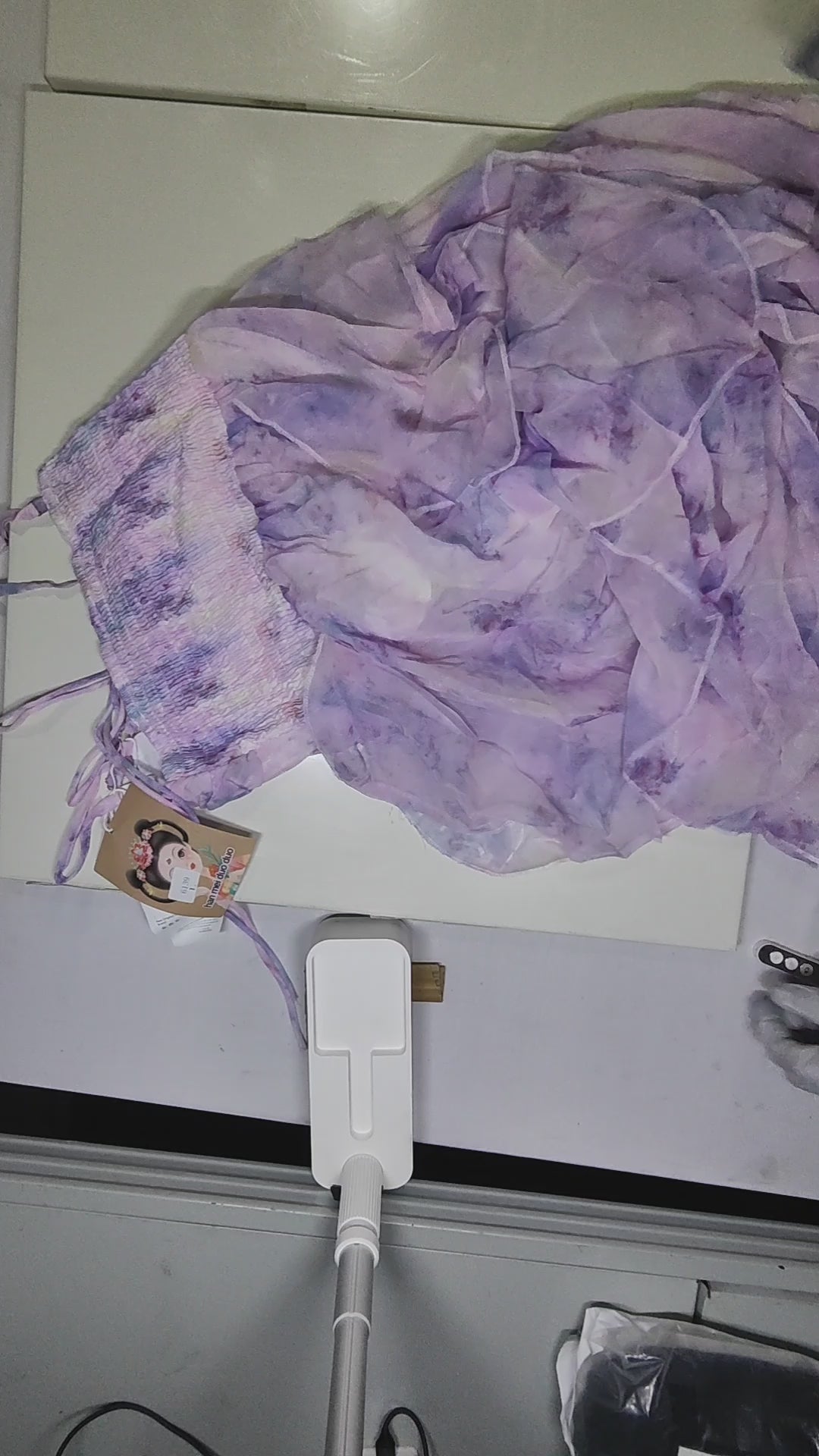 [831]NS Plus Size Women's Multi-color Chiffon Dress Purple Cardigan Strapless Dress Two-piece Set Outfit Atmospheric Look