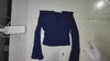 [859]NM Women's Deep Blue V-Neck Strapless Slimming T-Shirt with Bell Sleeves, Short Hem, Seductive and Sexy Long Sleeve Top
