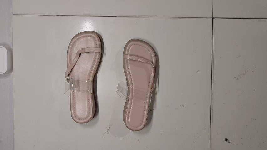 [523J]M Women's Summer Outdoor Transparent Wedge Heel Toe Post Sandals New Thick Sole French High Heel Beach Flip-Flops