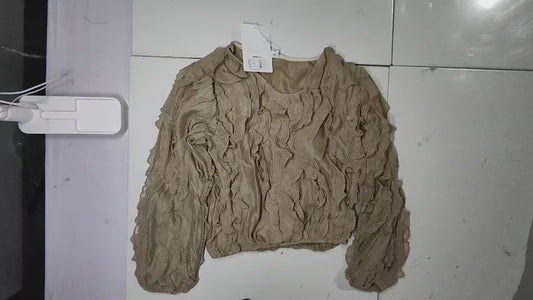 [225]MM  French Ruffle Blouse for Women 2025 Spring/Autumn New Arrival Designer Unique Top with Distinctive Style Elegant Long Sleeve Shirt
