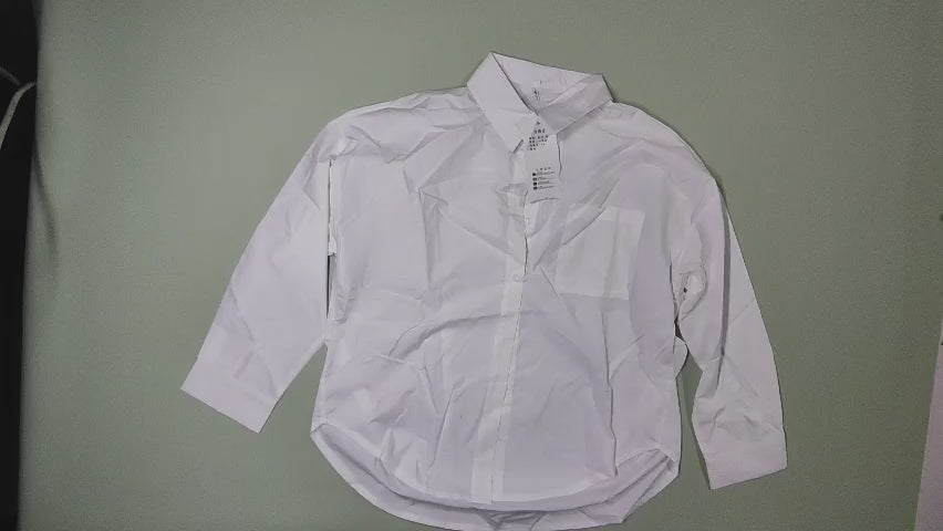 [688]MM  2025 Autumn Niche Design Women's White Long-Sleeve Shirt - High-End Top