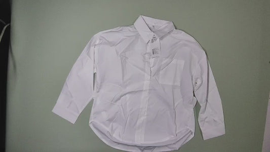 [688]MM  2025 Autumn Niche Design Women's White Long-Sleeve Shirt - High-End Top
