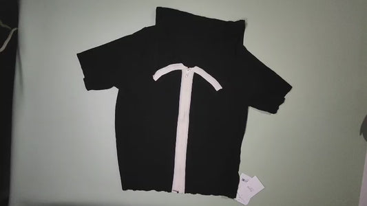 [138]NM Xiaoli Handmade Plus Size Women's Cooling Ice Silk Large Stand-Up Collar Knit Cardigan, Summer Two-Way Zipper