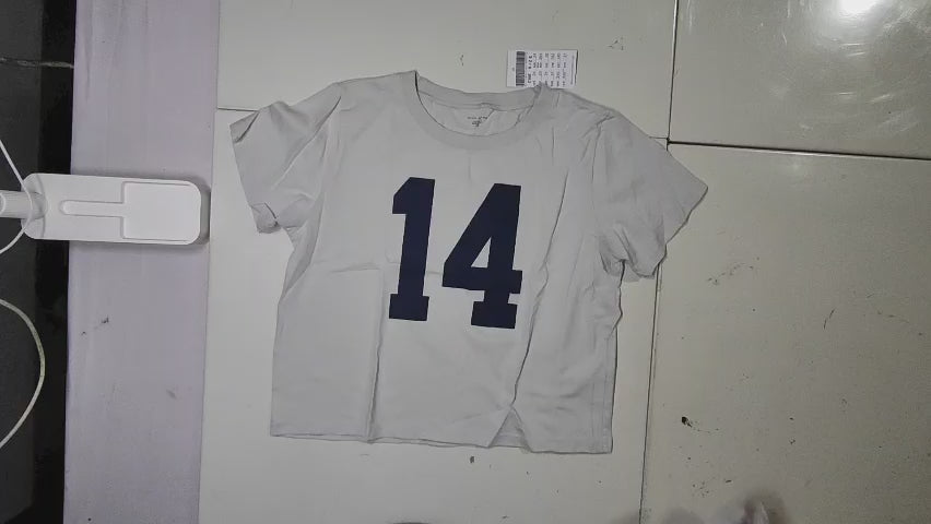 [817]MM   Bm Zhang Ruonan's Same Number 14 Printed Loose Short-Sleeved Top for Women Summer Bm American Retro Short-Sleeved Trend