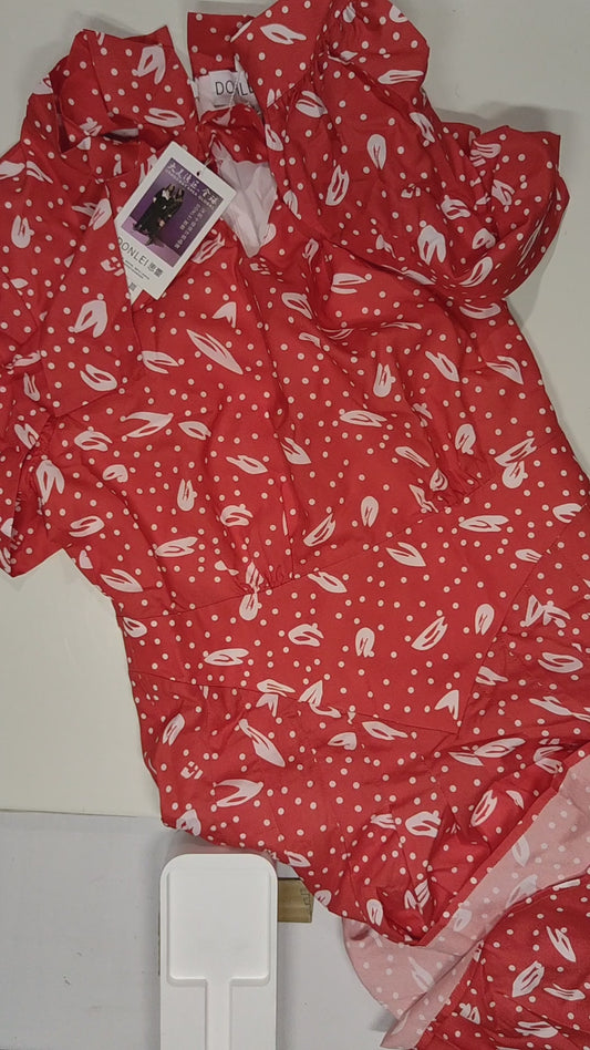 [972]NM Sileigao Custom Liu Yifei Celebrity Edition Polka Dot Print Chiffon Dress - Autumn Collection, Stylish and Elegant