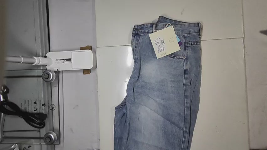 [870]MM  Men's 2025 Spring Light Blue Washed Ripped American Jeans Casual Wide Leg Loose Fit Straight Leg Floor-Length Pants