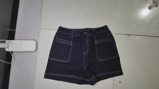 [381]MS Women's Plus Size Curvy Short Stature Spring and Summer 2025 Loose Wide Leg Denim Shorts Elastic Waist Harem Pants