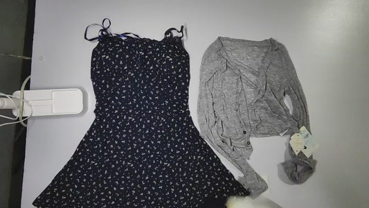 [399]GS   Zhai Zhai athome//Mu Shi Hua Qi ~ Navy Blue Small Flower Lace Strapless Dress Sun Protection Long Sleeve Cardigan Set